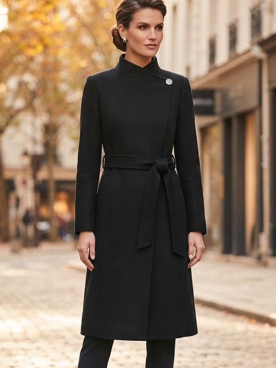 Kenneth Cole Jackets & Blazers - Kenneth Cole Black Belted Long Coat with High Collar